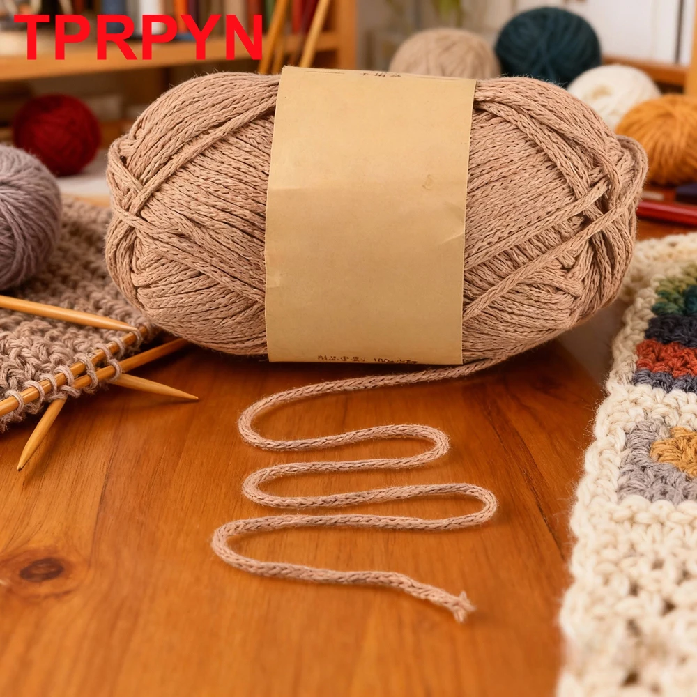 1Pc 100g Cotton Hollow Crochet Yarn 2mm Polyester knitting Thread Round Crocheting line Thick DIY bag mat slipper amigurumi