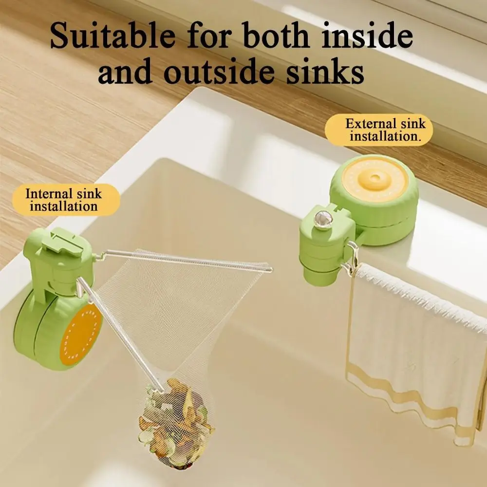 Suction Cup Kitchen Sink Filter Rack Creative Detachable Waste Hanging Net Bracket Punch-free Rotatable Garbage Drain Net Shelf