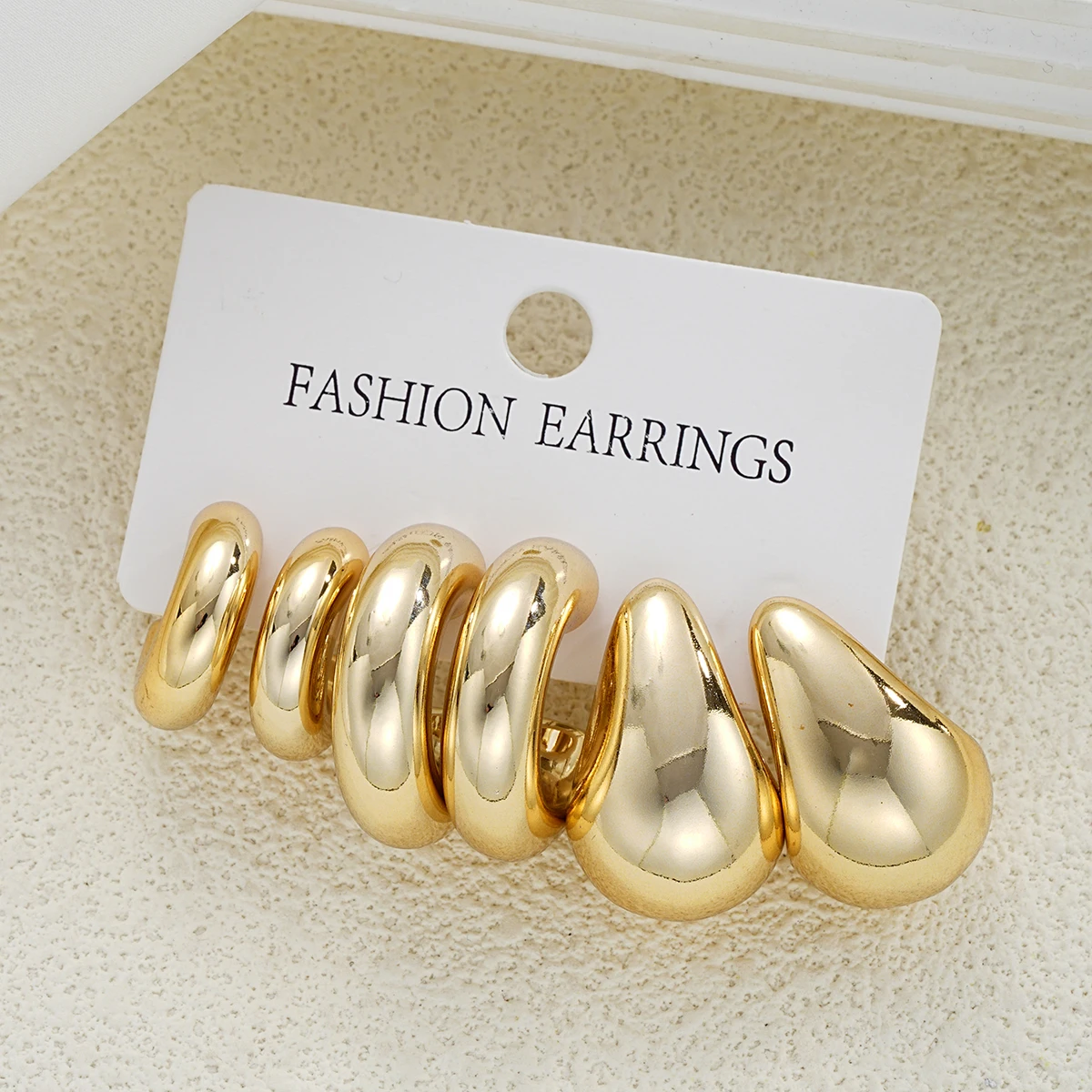 3-piece Earrings Set To Fashion Light Luxury Advanced Sense Earrings Set Female Type C Doudou Water Earrings image 3