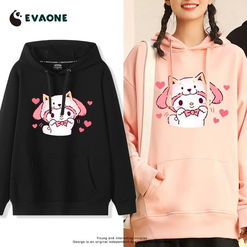 

Толстовка Sanrio My Melody с капюшоном, осенняя коллекция 2026, новая, для девочек, повседневная, модная, пуловер, сохраняет тепло, парный образ