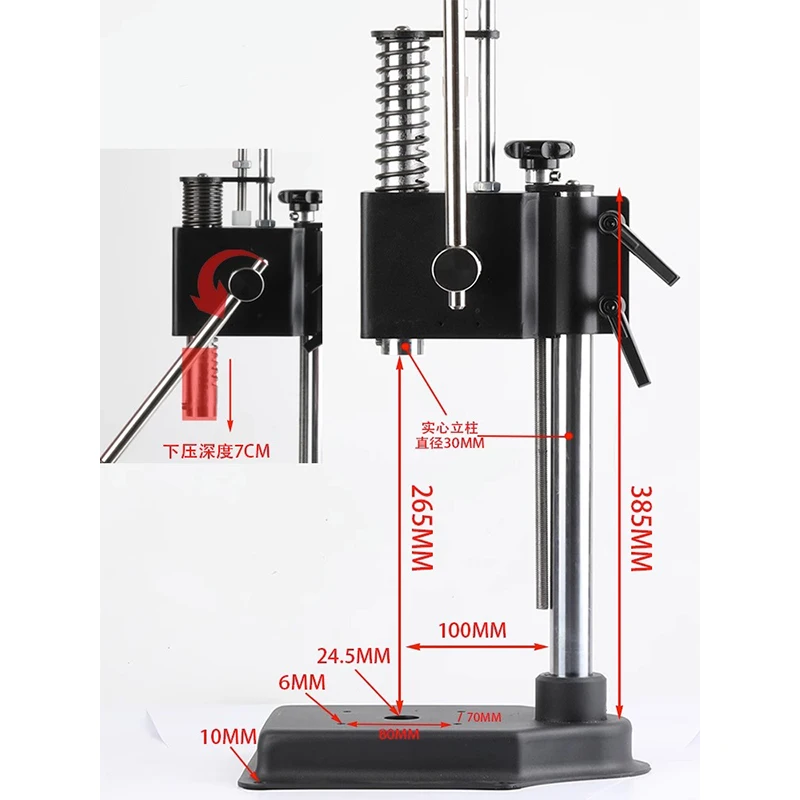

Perfume Bottle Capping Machine Tabletop Manual Pneumatic For Collar Ring Crimping Vial Top Pressing Pneumatic Glass Bottle