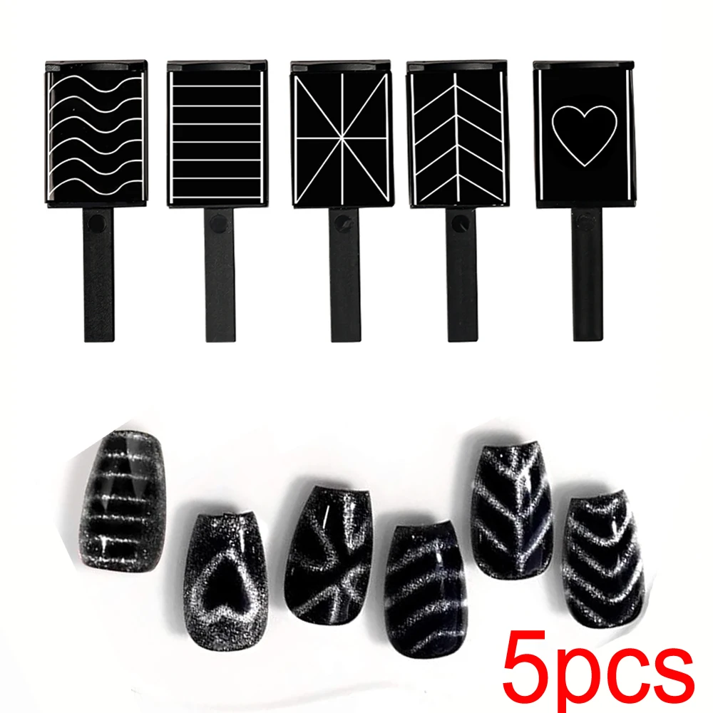 4/5Pcs Mixed Cat Eye Nail Magnet Cat's Eye UV Gel Polish Magnetic Rod Heart Wave Stripe Effect Strong Magnet Board Nail Tools