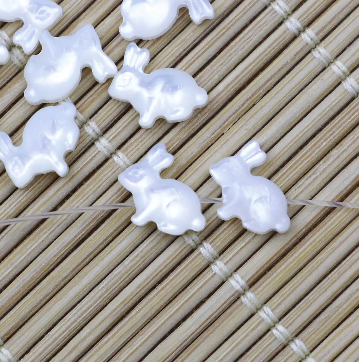 10 قطعة 7mmX9mm قذيفة البحر الأبيض الطبيعي أرنب أم اللؤلؤ وجه مزدوج نحت الخرز فضفاض #3