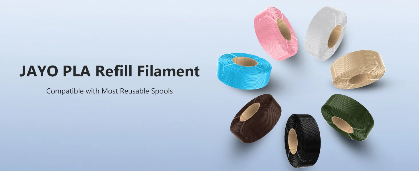 JAYO 3D PLA Nachfüllpack 3D-Drucker Filament 1,1kg Wiederverwendbare Spule zum Nachfüllen für Bambu Lab mit Geringer Verformung Passend für die Meisten Wiederverwendbaren Spulen – Detail 2