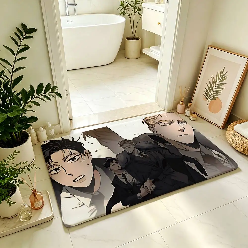 Manhwa-R-roses And Champagne Cute Carpet Bathroom Anti-slip Mat Door Mat Home Decoration Mat Entrance Door Mat Scratch-resistant