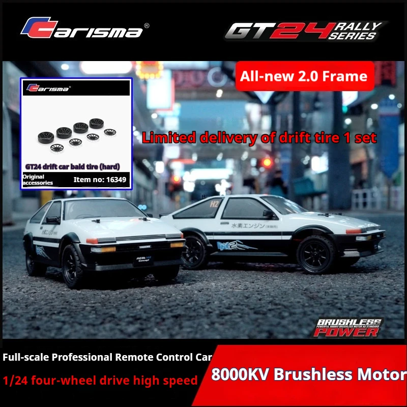 

Carisma GT24 Rally Series 1/24 AE86 Scale 4WD High Speed RC Drift Car 2.0 Chassis 8000KV Brushless Motor Simulated Racing Model