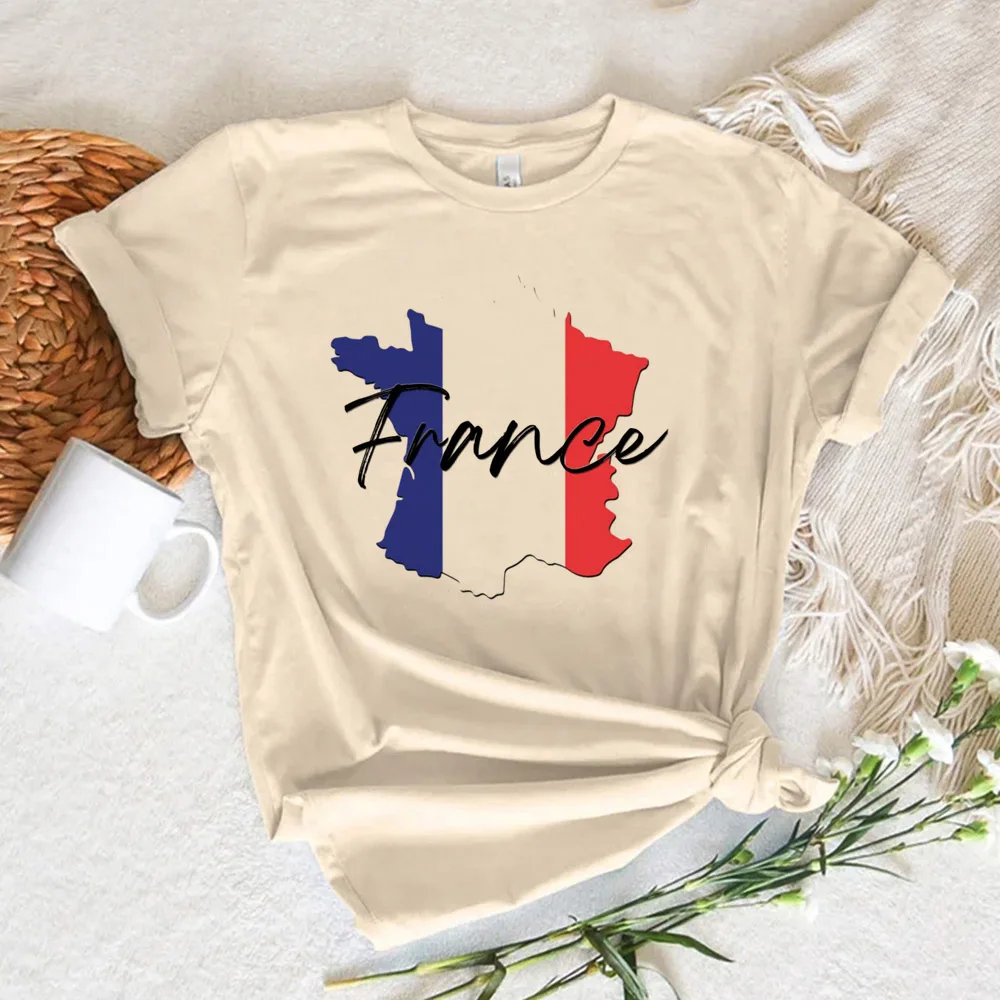 

France Tee women summer funny Y2K Tee female y2k clothes