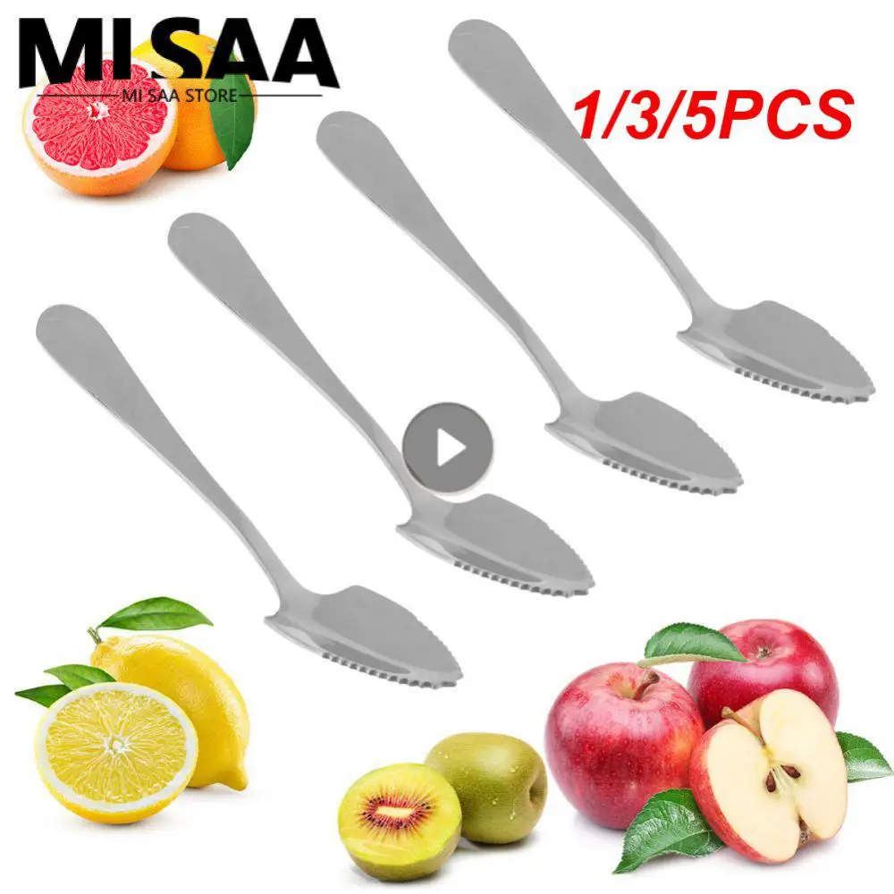 1/3/5PCS Grapefruit Spoon Non-slip Multifunctional Home Thick Baby Food Supplement Tableware Serrated Spoon Sawtooth Practical