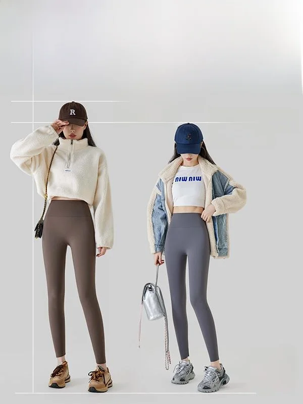 Nova cintura alta feminina fce forrado calças de yoga ajuste apertado camada base calças outerwear outono inverno plus size calças de nove pontos