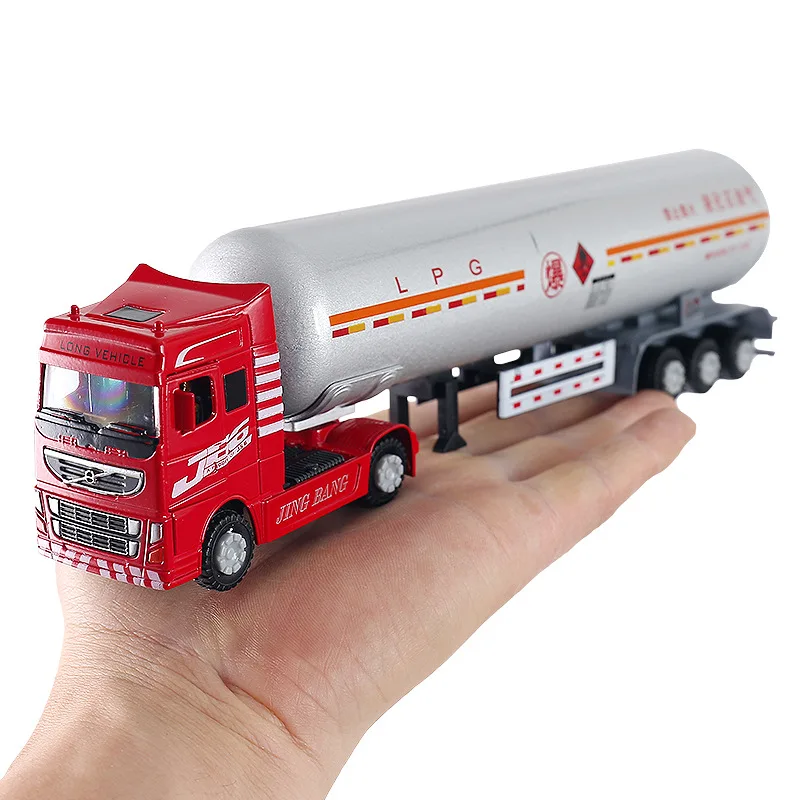 Alloy oil tank transporter model,high quality 1:60 oil tank construction vehicle toy,educational toys for children,hot sale