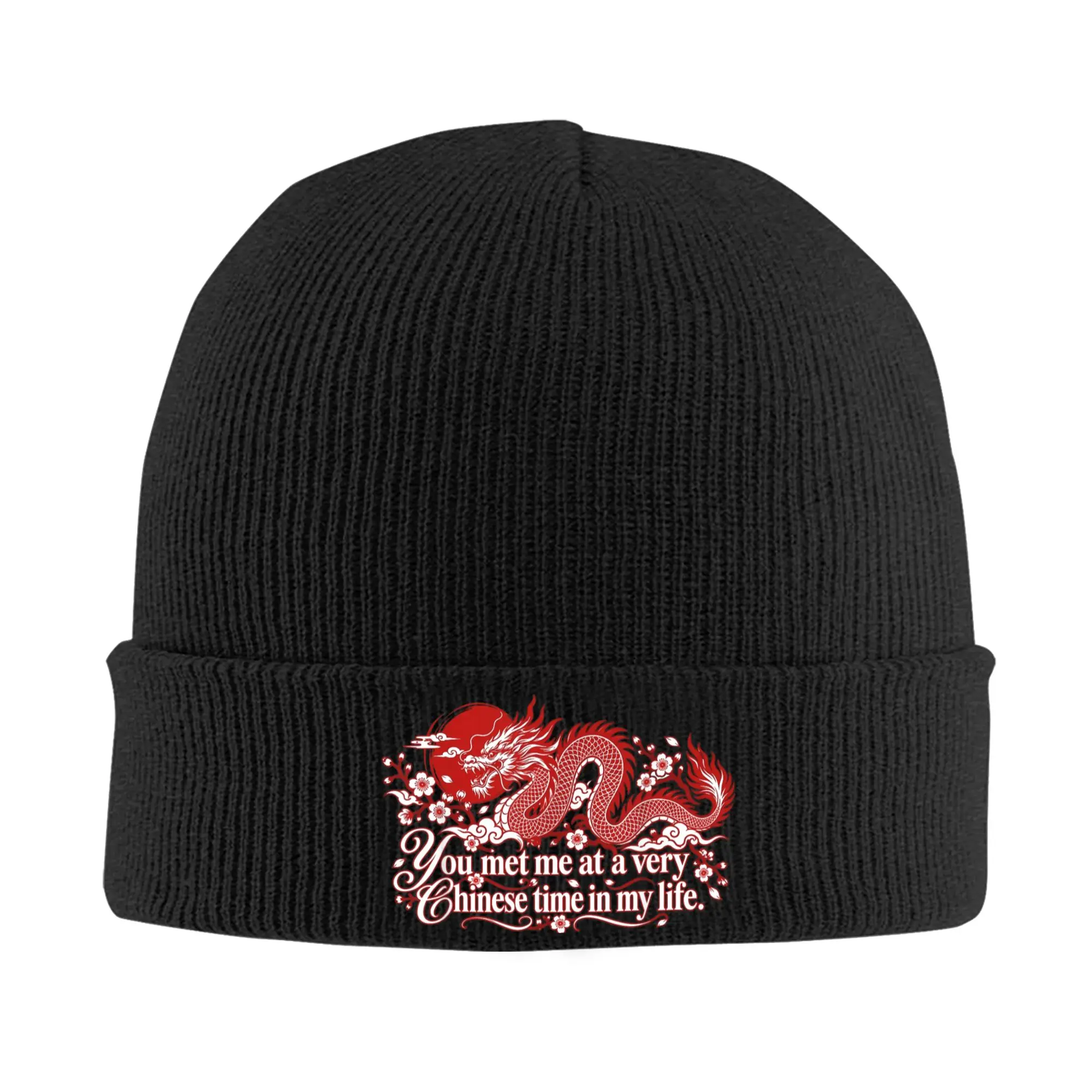 You Met Me At a Very Chinese Time in My Life Knitted Caps Women's Men's Beanies Autumn Winter Hats  Warm Caps