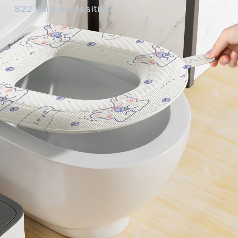 Washable Sticker Foam Toilet Cover Waterproof Bathroom Toilet Seat Reusable Silicone Four Seasons Household Toilet Accessories