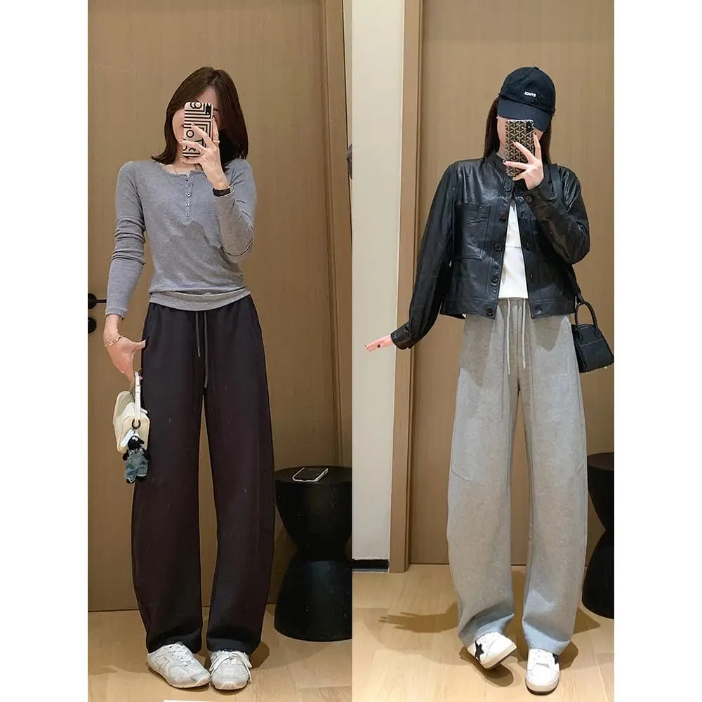 Pantalones informales Gold Ratio Arc ape, pierna holgada, pierna recta de principios de otoño, cintura en L, poliéster, algodón, LICRA