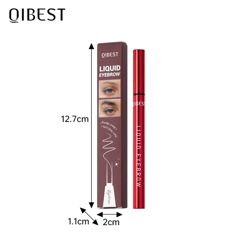 QIBEST 2ポイントアイブロウペンシル 長持ち 握りやすい アイブロウタトゥー 防水 薄い液体状 リングシルクワームブロウペン コスメ