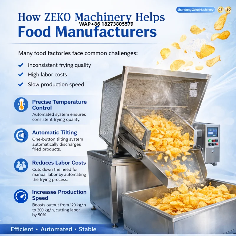 Food Snacks Online - Automatic Continuous Fryer Machine Industrial Frying