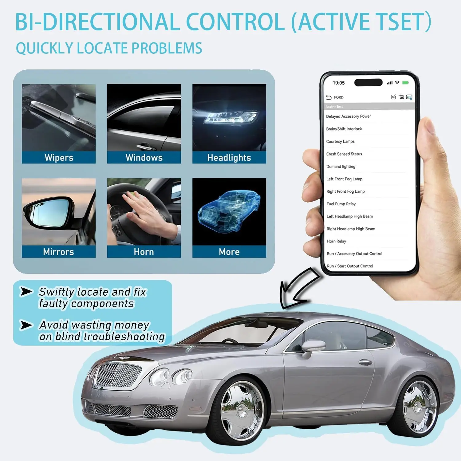 Z100 OBD2-Scanner Bluetooth 5.2, vollständiges Systemdiagnosetool, 9+ Reset-Funktionen, für iOS und Android