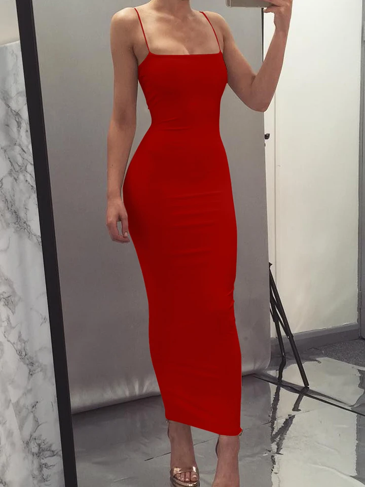 Vestido largo sin mangas para mujer, espalda descubierta, elástico, para primavera y verano 2025, sexy para fiesta 3