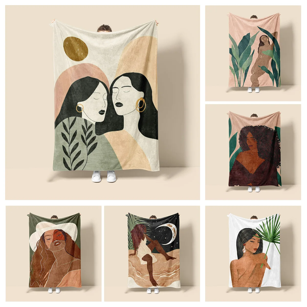 

Scandinavian ins style Morandi blanket abstract geometric design anti-static dust Netroots with the same sofa cover blanket
