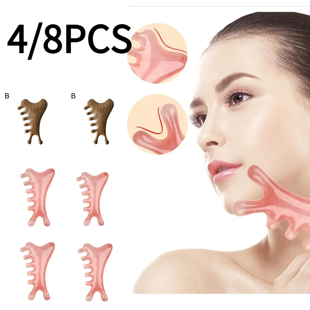 

4/8PC Meridian Massage Comb 4in1Face Lifting Scraping Tool Multifunctional Five Tooth Acupuncture Therapy Anti-static Combs