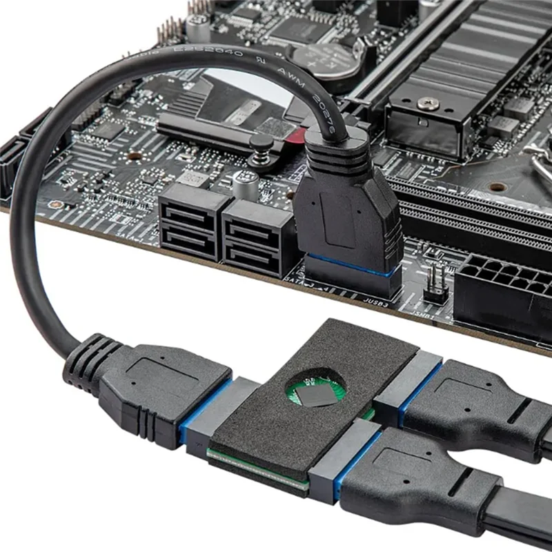 -FDDT Usb 3.0 19Pin 1 To 2 HUB With Chip And Modular Cable Design USB 19Pin HUB Motherboard 19Pin USB3.0 Data Extension Cable