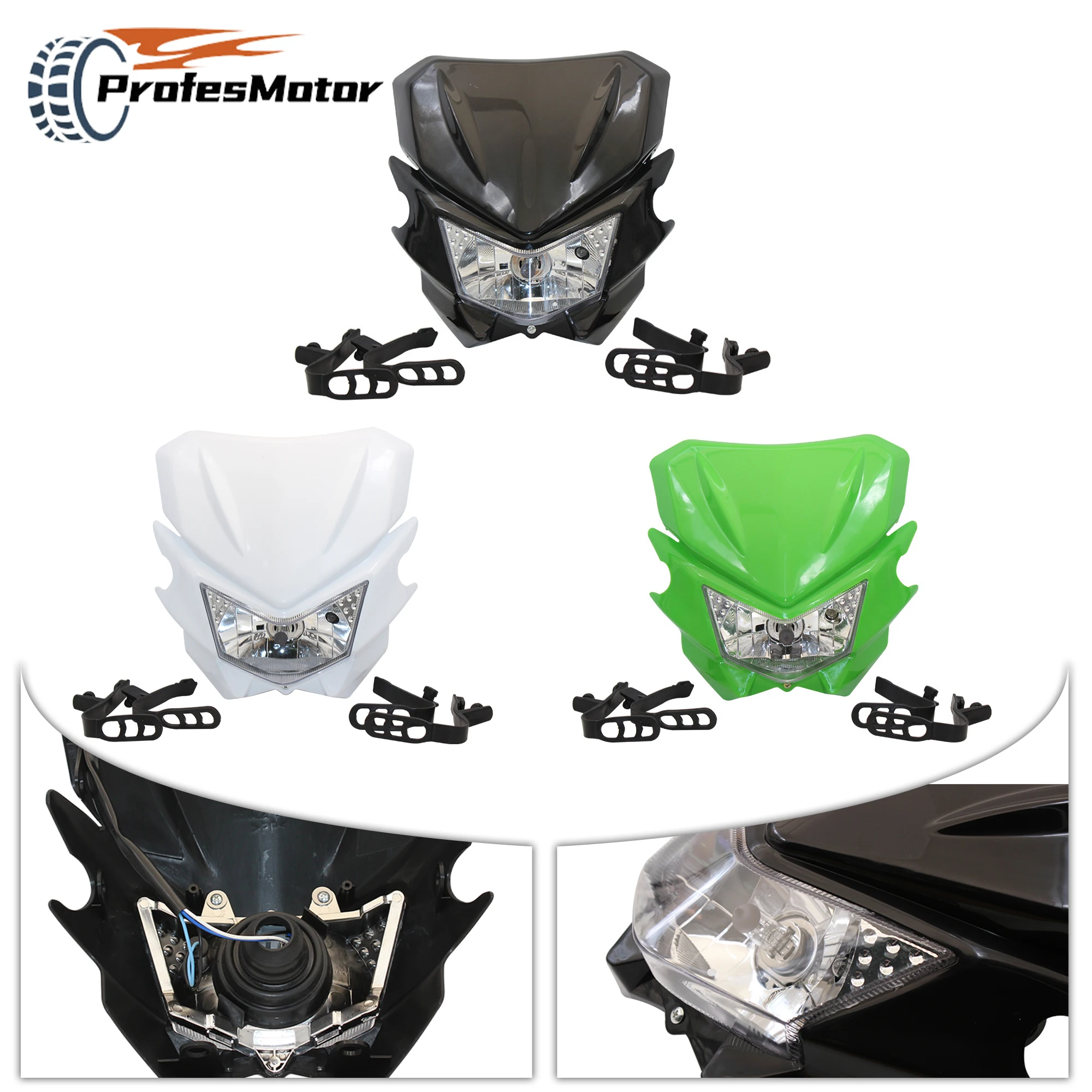 

For Kawasaki Motorcycle Headlight KlX250 KLX 150 450 Dirt Bike Enduro Motocross Headlamp Fairing Plate Plastic Modified Parts