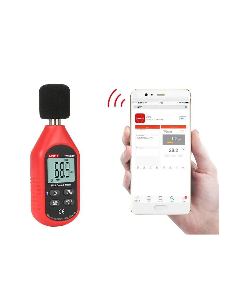 UNI-T UT353BT Cyfrowy miernik poziomu dźwięku Bluetooth, tester hałasu 30-130dB, urządzenie do monitorowania decybeli i pomiaru poziomu dźwięku w dB — zdjęcie 2