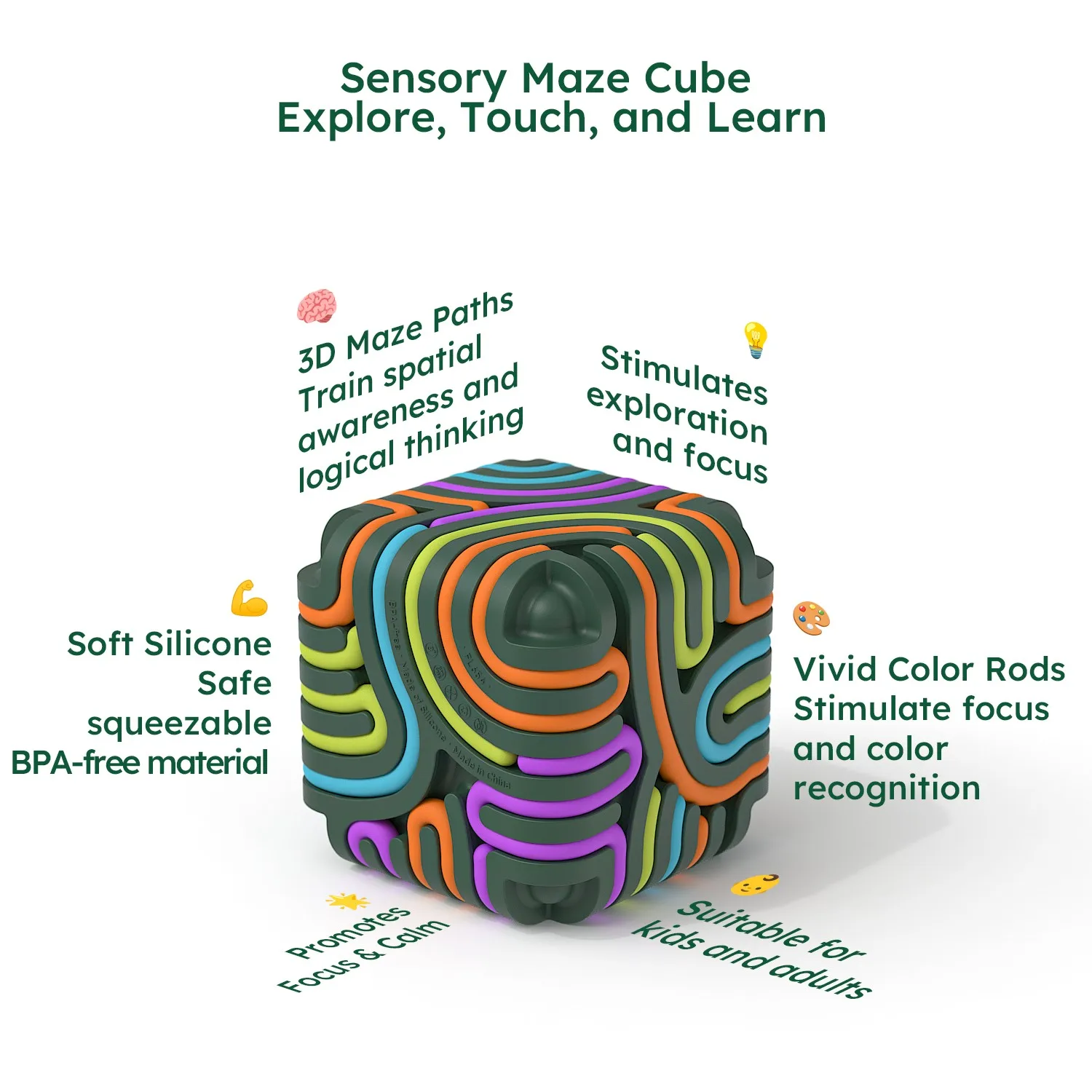 Placa de atividade sensorial 3d, brinquedos sensoriais anti-stress para crianças tdah autismo antiestresse, cubo de silicone portátil