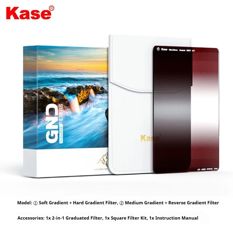 Kase K100 2-in-1 Gradient Filter, 100mm x 150mm Square GND Gradient Gray Filter—One Filter, Two Uses