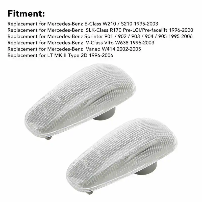 

2PCS Fit For Mercedes Clk E Slk V Clas Sprinter Vito Side Mirror Light Wing Indicator Repeater Lens Reversing Mirror Turn Signal