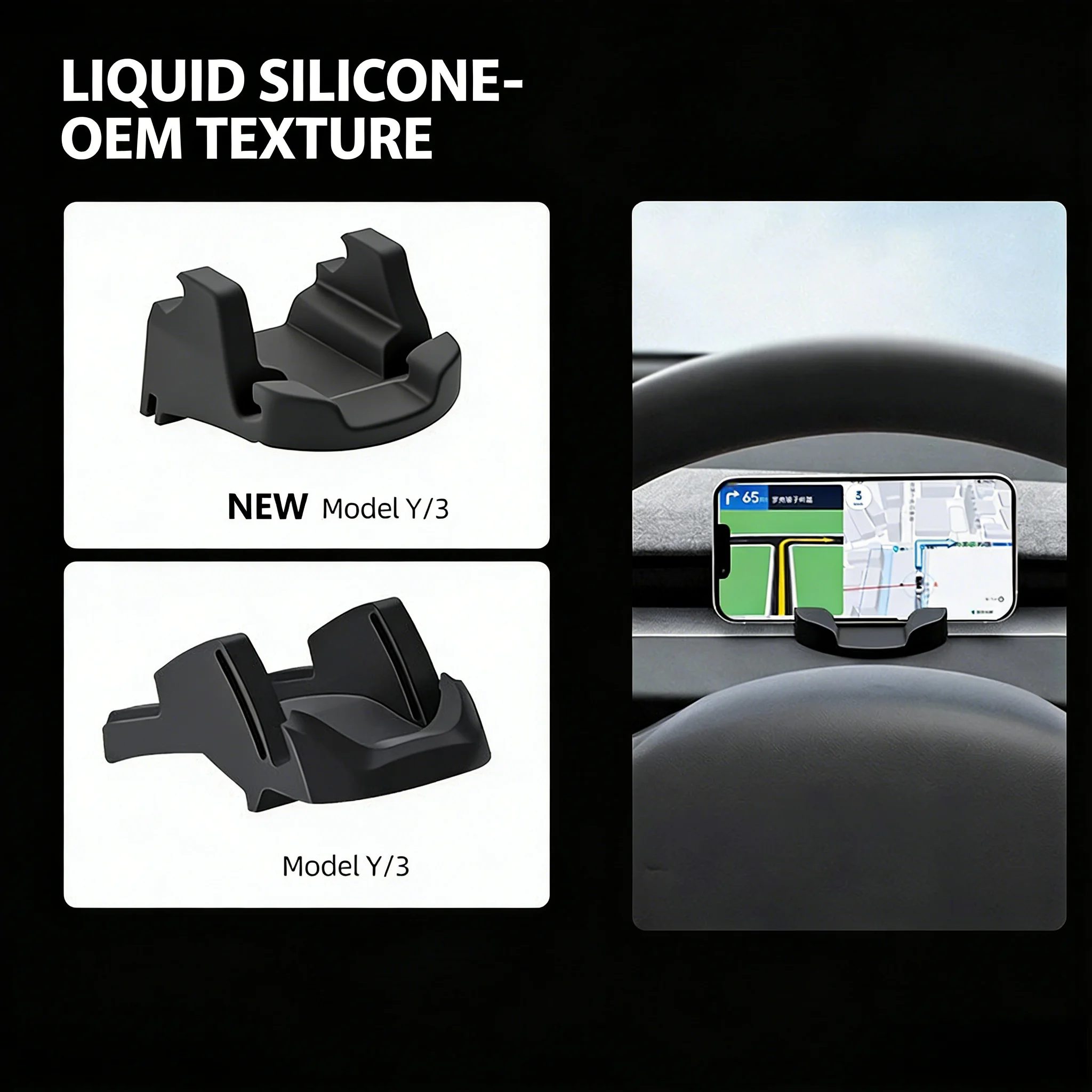 

For Tesla Model 3 Y Highland Phone Holder Liquid Silicone Screen Back Storage Navigation Mount Interior Accessory 2024 2025 2026