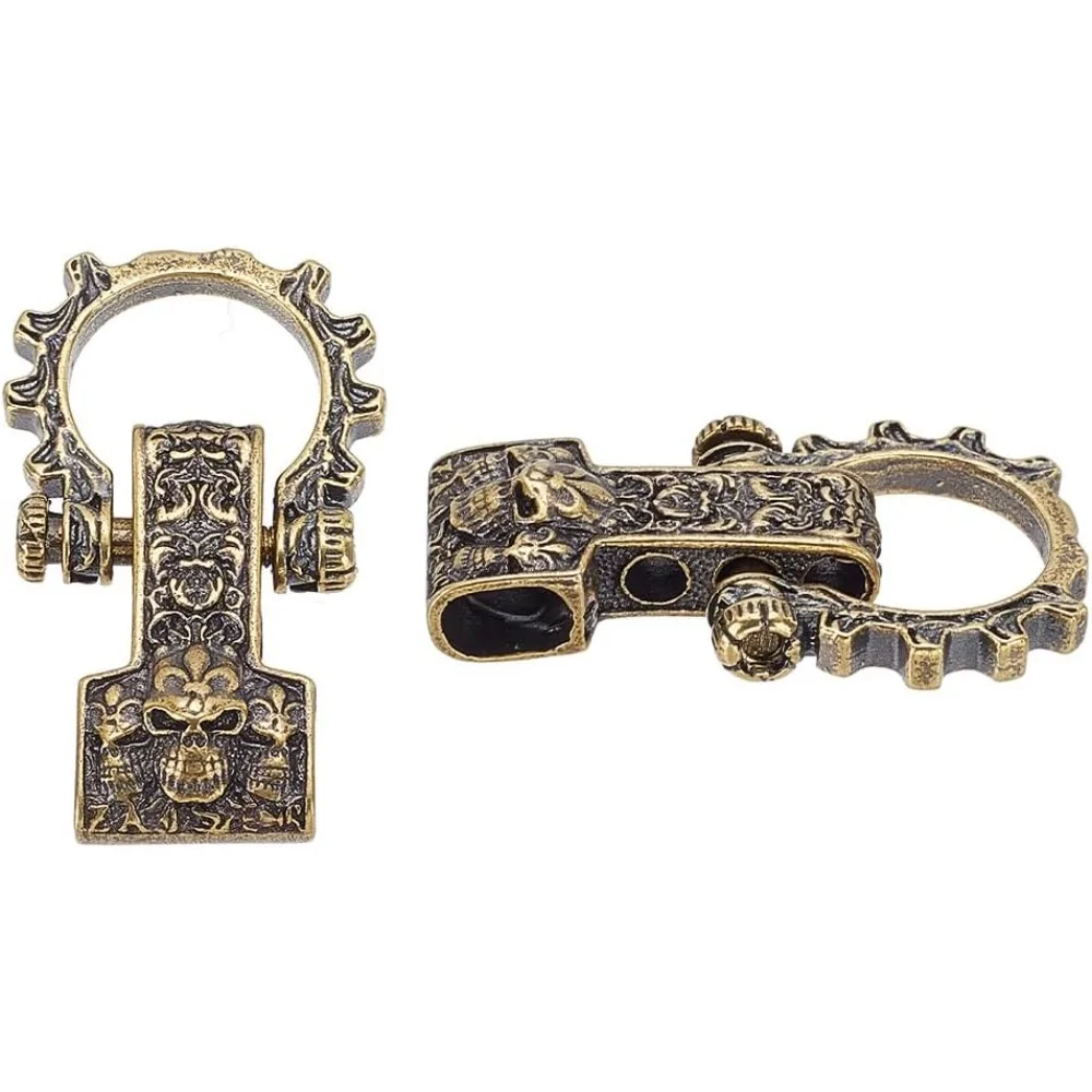 

Tribal Chief Head Buckles Style Brass Shackle Clasps Lanyard Bead Parachute Cord EDC Charms for Keychain