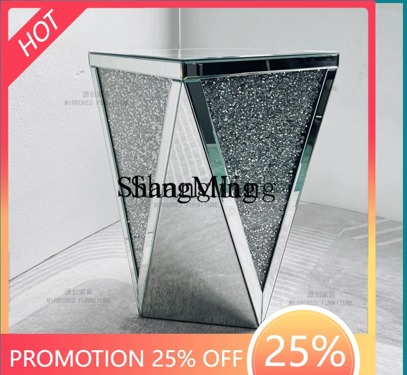 

FG Mirror Coffee Table Corner Table Glass Entryway Table Living Room Bedroom Crystal Decoration Modern Style