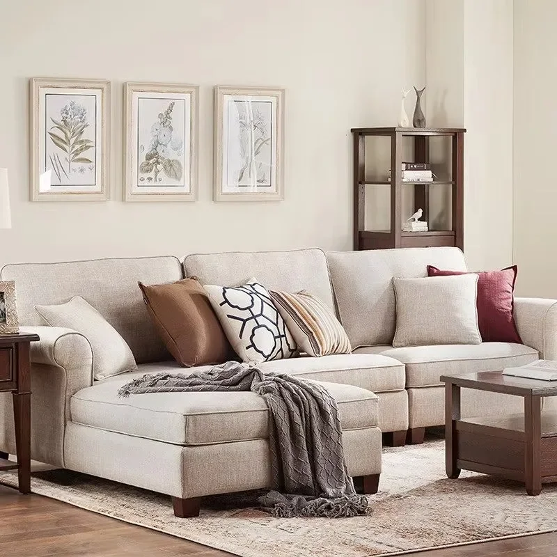 Italian Minimalist Large Living Room Fabric Sofa I-shaped Combination Sectional Sofa Chaise Longue Modern