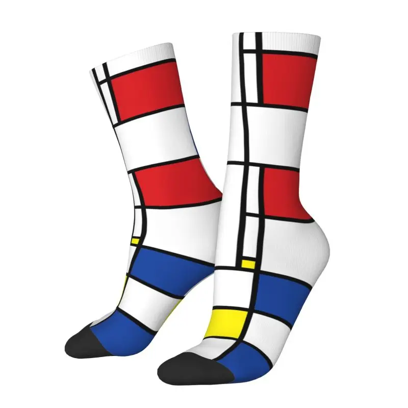 

Модные мужские носки Piet Mondrian с абстрактным искусством на заказ, унисекс, теплые дышащие носки с 3D принтом и геометрическим узором
