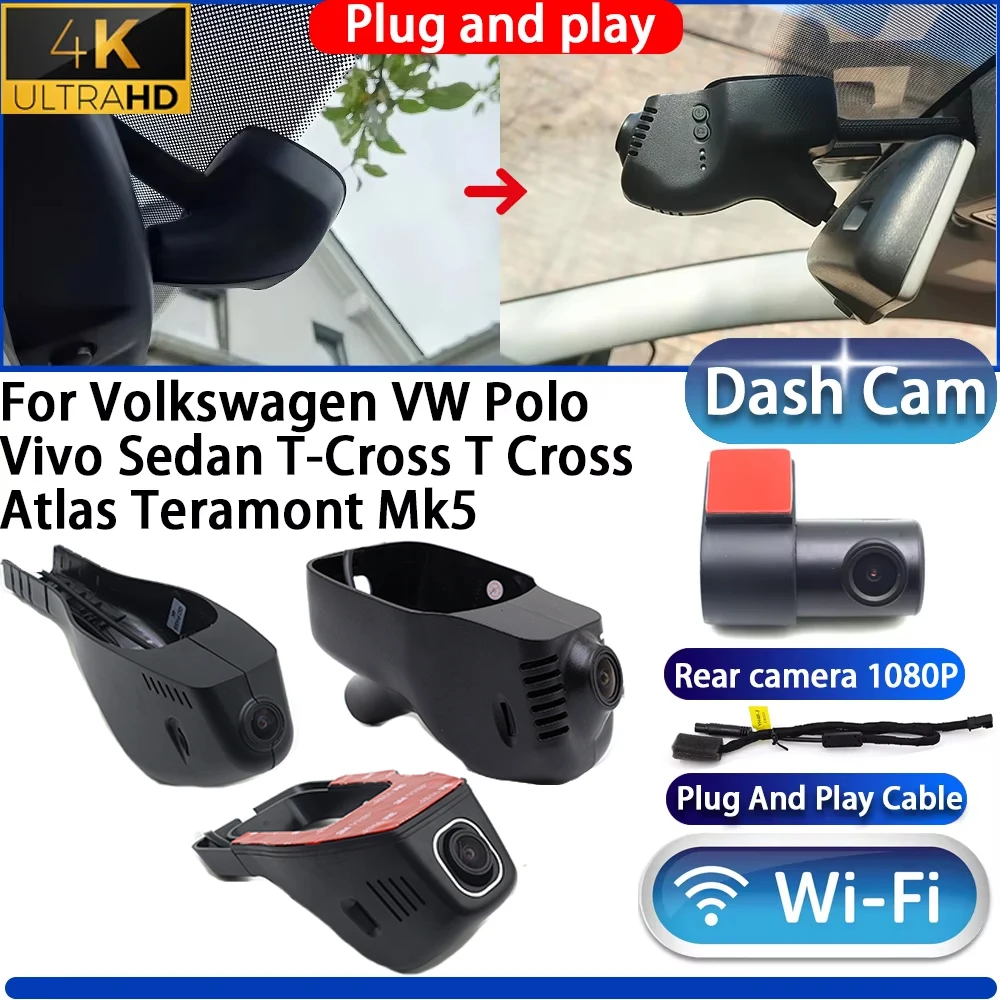 HighCity For Volkswagen VW Polo Vivo Sedan T-Cross T Cross Atlas Teramont Mk5 Dash Cam Camera DVR Plug And Play Video Recorder