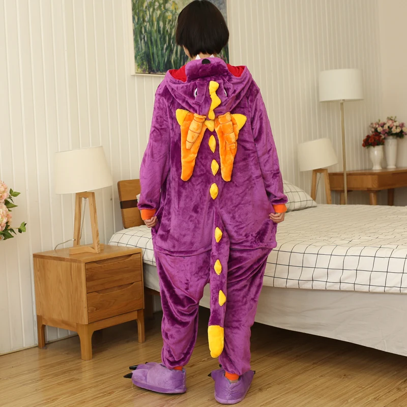 Adult Animal Cartoon Pajamas Women Sleepwear Unisex All in One Pyjamas Animal Suits Cosplay Spyro Dragon Garments Winter Onesies