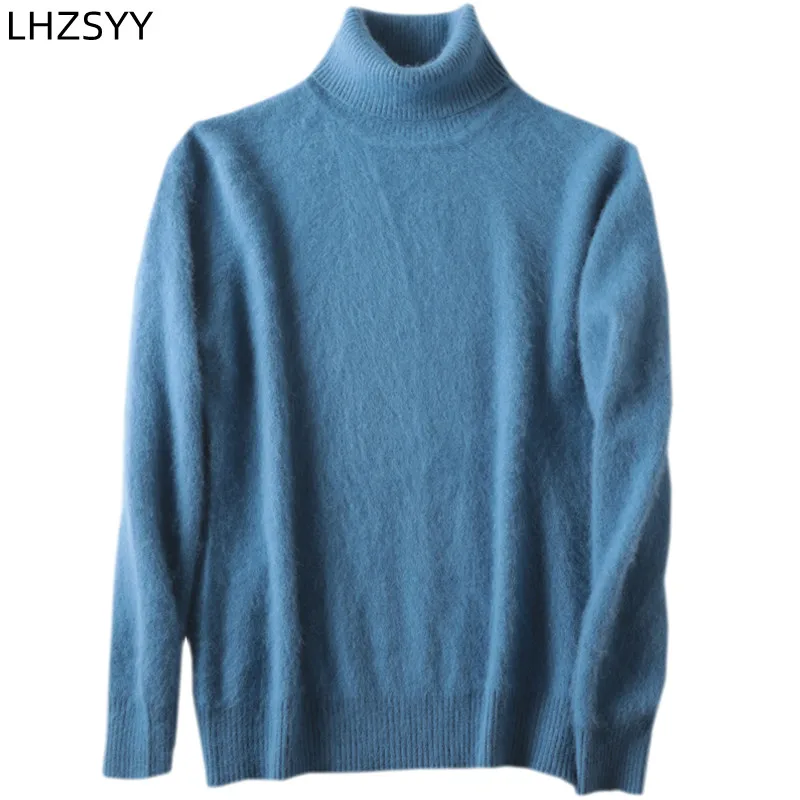 Autumn Winter Women\'s 100% pure Mink Cashmere Sweater Lapel Pullovers Loose Knit Tops Korean Wild Sweater Female Jacket Jumpers