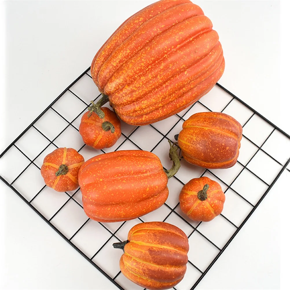7Pcs Simulation Pumpkin Model Artificial Pumpkin Decoration Home Table Decor for Thanksgiving and Halloween