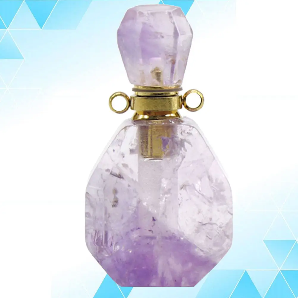 Фото Натуральный кристалл флюорита: кулон-бутылочка для желаний, разноцветный мини-контейнер для парфюма и эфирных масел, подвесное украшение