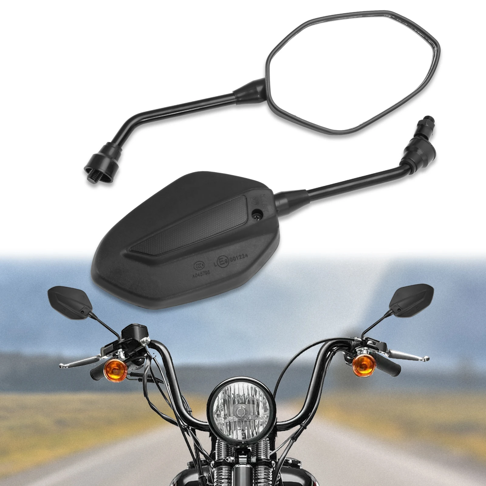 1 Paar 10mm Motorrad Rückansicht Rückspiegel für Harley Honda Yamaha Suzuki Motorrad Zubehör Aluminium