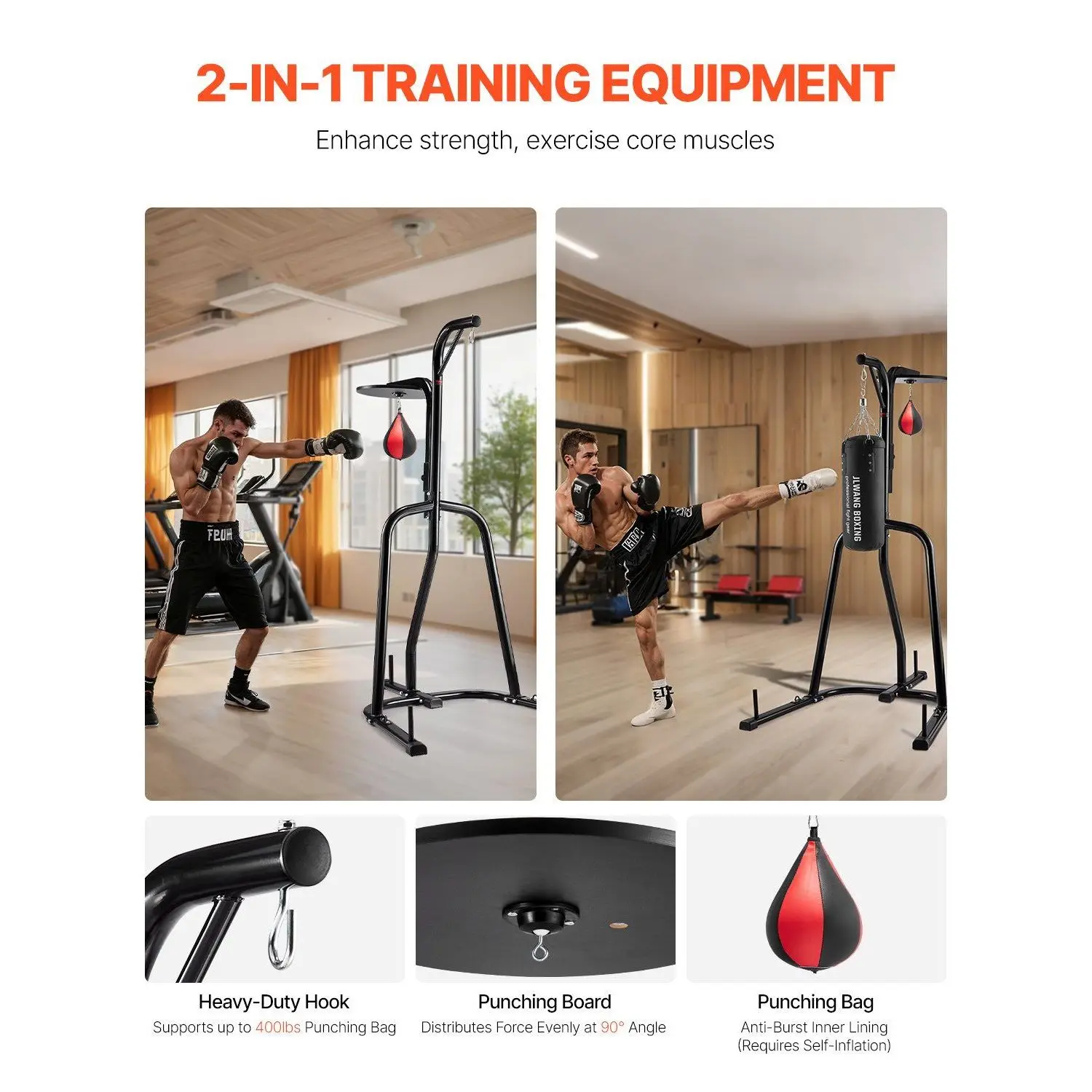 2-In-1 Steel Heavy Duty Boxing/Speed Pack Bracket Adjustable Height Freestanding Sandbag Rack Holds 140 Lbs
