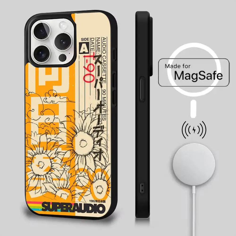 حافظة هاتف VHS Sakura Rewind لهاتف iPhone 17,16,15,14,13,12,11,Pro,Max,Plus,Mini,Air,SE شحن لاسلكي مغناطيسي جديد Magsafe