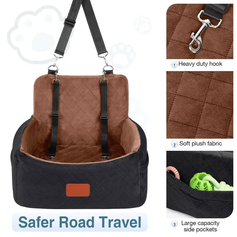 Portable Pet Car Seat with Sponge Pad for Cats and Dogs