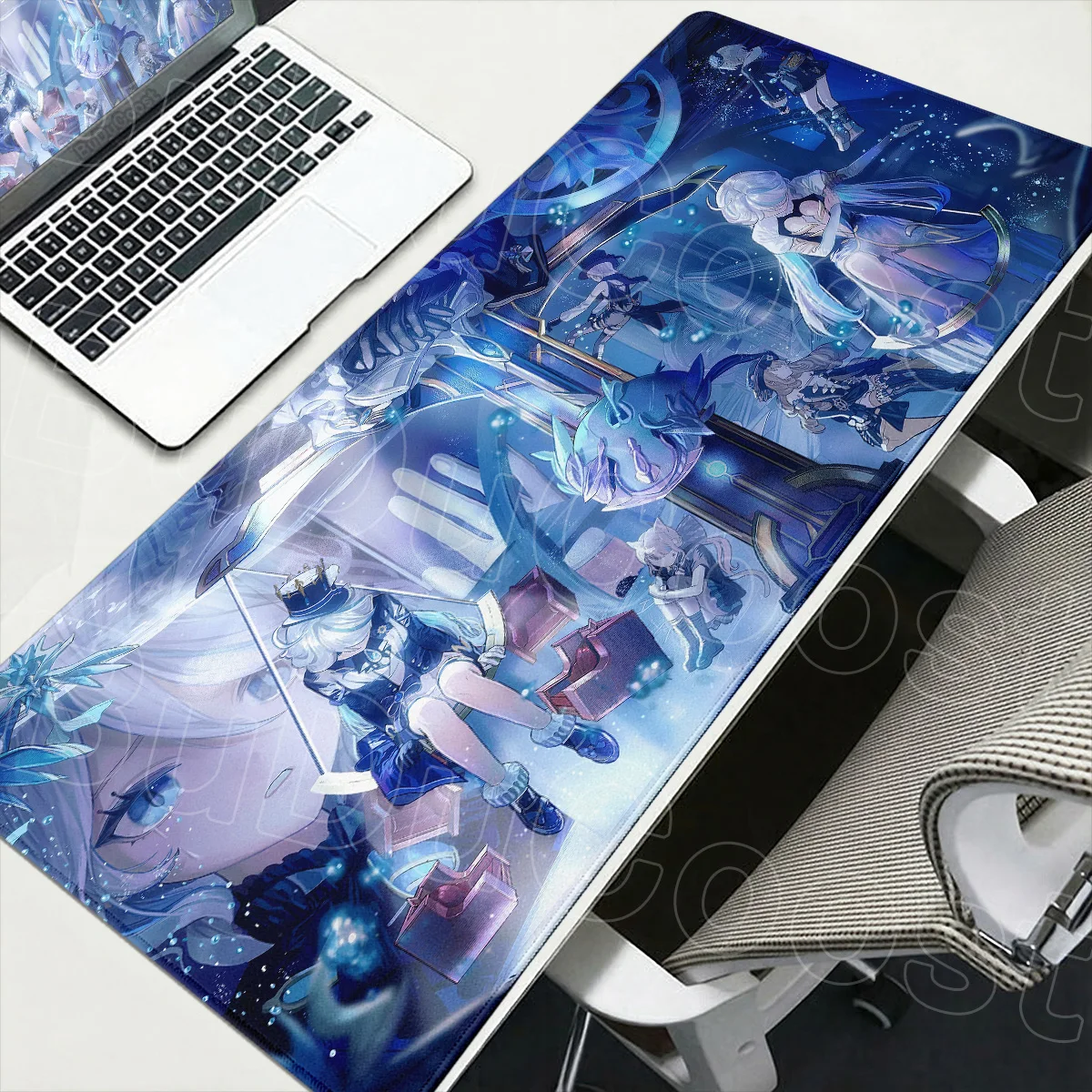 Large Computer Anime Rubber Stitch Edge Deskmat Genshin Impact Non-slip Mouse Pad XXL Cute Furina Speed Gamer Keyboard Mausepads