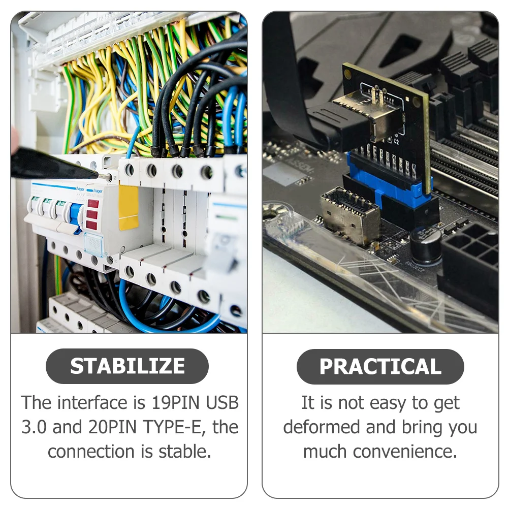 

USB 3.0 to Type C Adapter Card 19Pin Female to 20Pin Male Internal Connector for Front Panel DIY Extension Reliable High Speed
