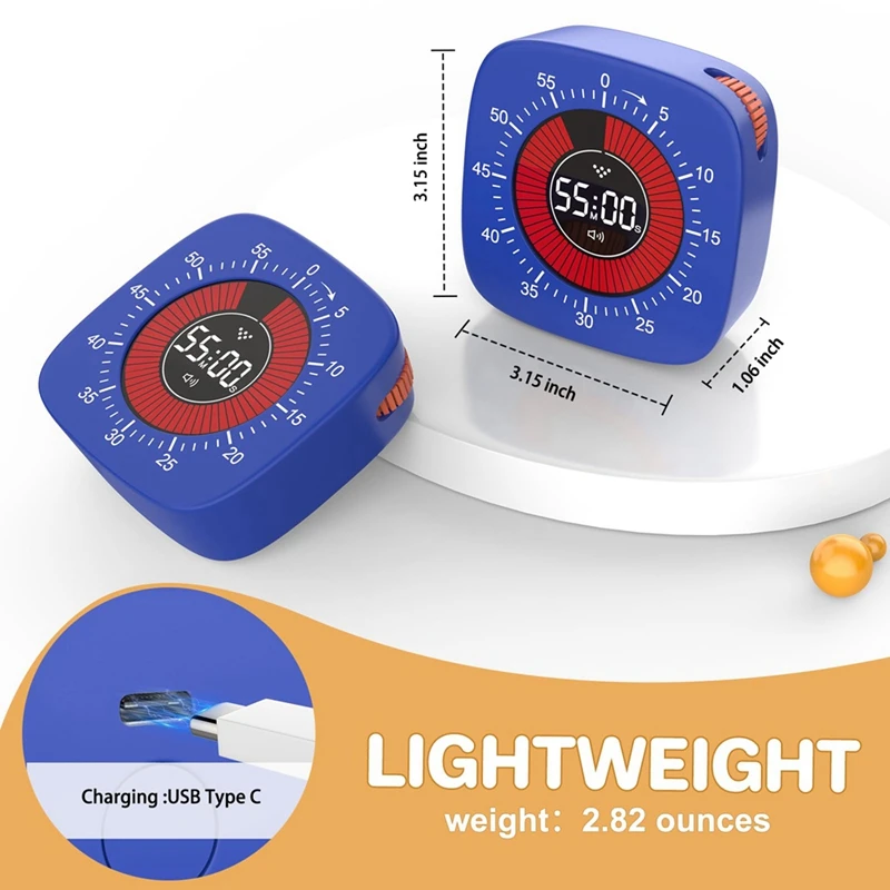 Visual Timer For Kids,Digital Timer With 60-Minute Countdown, Silent Timer For Desk Timer Clock For Studying, Teaching