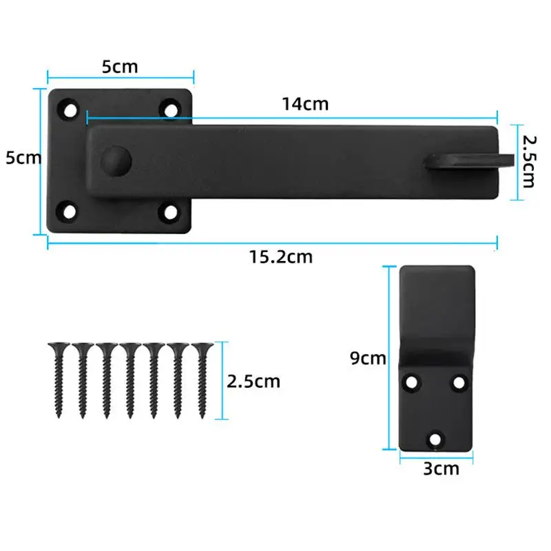 Durable Matte Black Metal Latch Heavy Duty Brushed Finish Solid for Garden Gates Outdoor Sheds Storage Cabinets - view 6