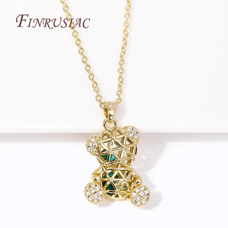 Luxury Trendy 18K Gold Plated Pave Zircon Animal Bear Charms for DIY Christmas Pendants Jewelry Making Supplies Accessories