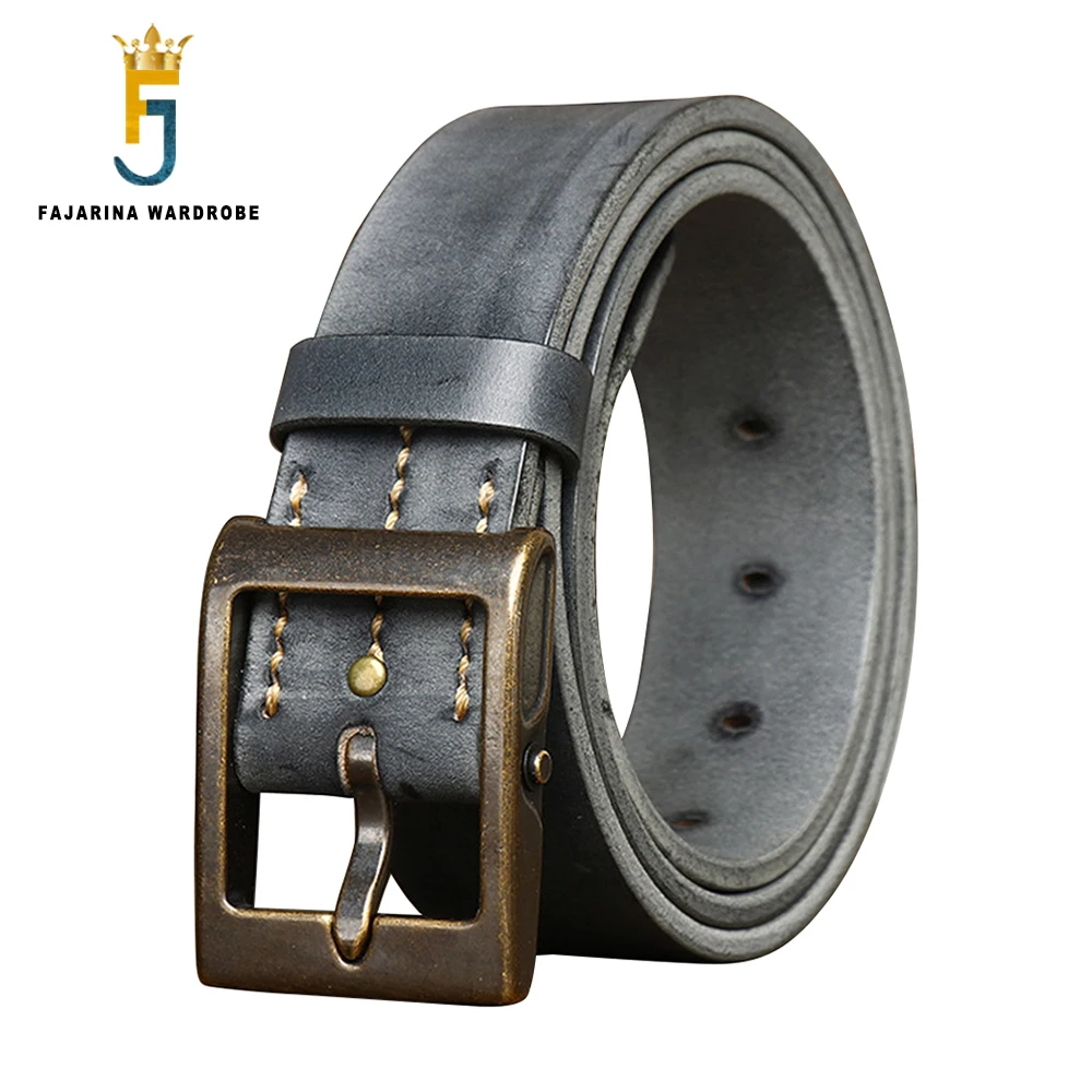 

FAJARINA Pure Handmade Personalized Thickened Top Layer Cowhide Belt Men's Retro Leather Belt for Men 3.9cm Wide N17FJ1241