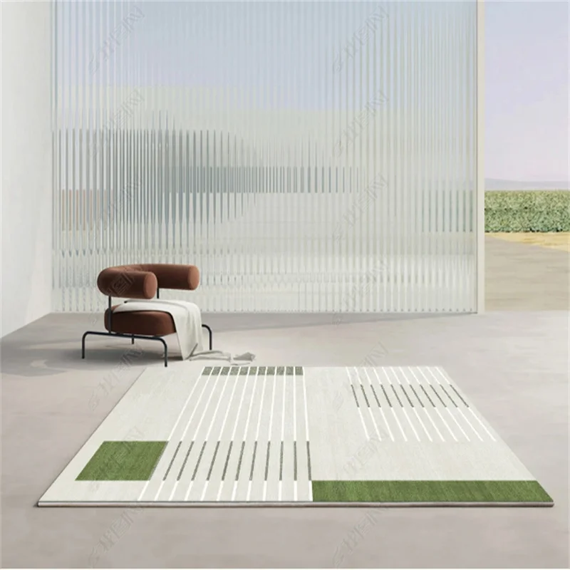 Modern Geometric Living Room Decoration Carpet Green Small Fresh Lounge Bedside Bay Window Rug Light Luxury Office Non-slip Rugs